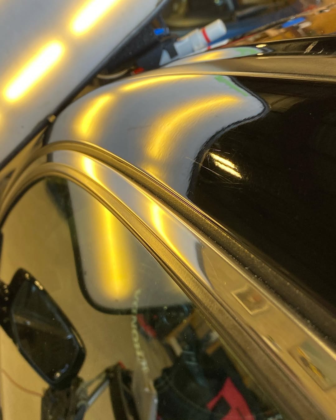 Repaired light metallic silver car door