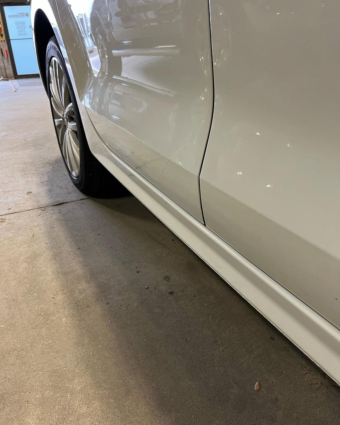Clean reflective white car panel